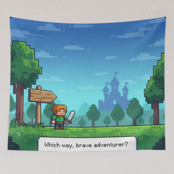 Item preview, Retro Fantasy Quest Pixel Art Print designed and sold by Majorprint.