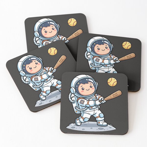 Item preview, Cute Astronaut Playing Baseball on Moon Illustration designed and sold by seven things shop.