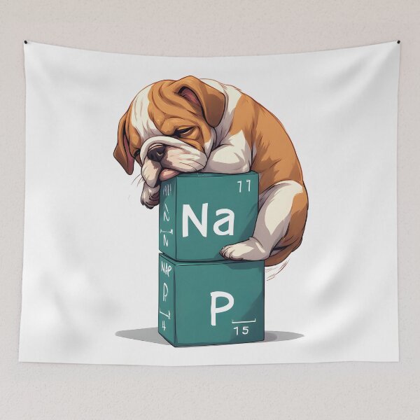 Item preview, Nap Chemistry Pun Bulldog – Periodic Table Science Humor designed and sold by owi-art.