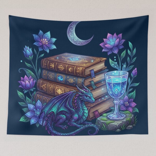 Item preview, Midnight Dragon & Grimoire Library - Magical Fantasy Aesthetic Art designed and sold by KubbyArt.