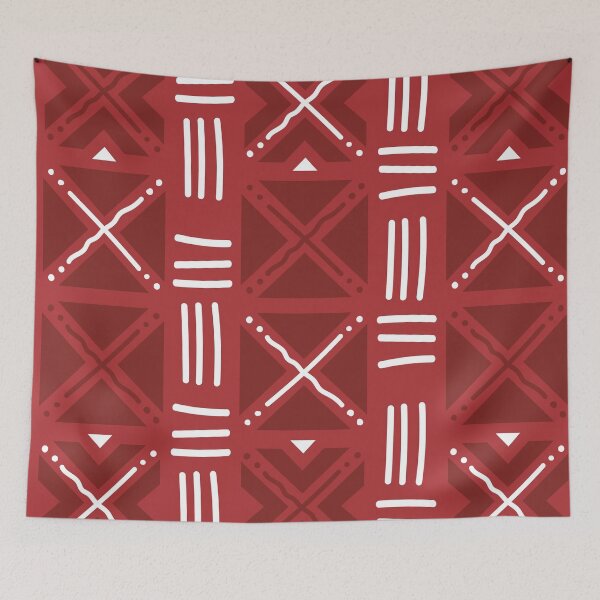 Item preview, Bogolan Mudcloth Pattern in Deep Red and Earthy Tones designed and sold by Wolagno.