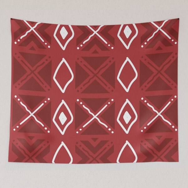Item preview, Bogolan Mudcloth Pattern in Deep Red and Earthy Tones designed and sold by Wolagno.