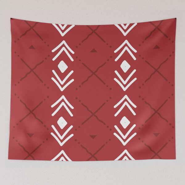 Item preview, Bogolan Mudcloth Pattern in Deep Red and Earthy Tones designed and sold by Wolagno.