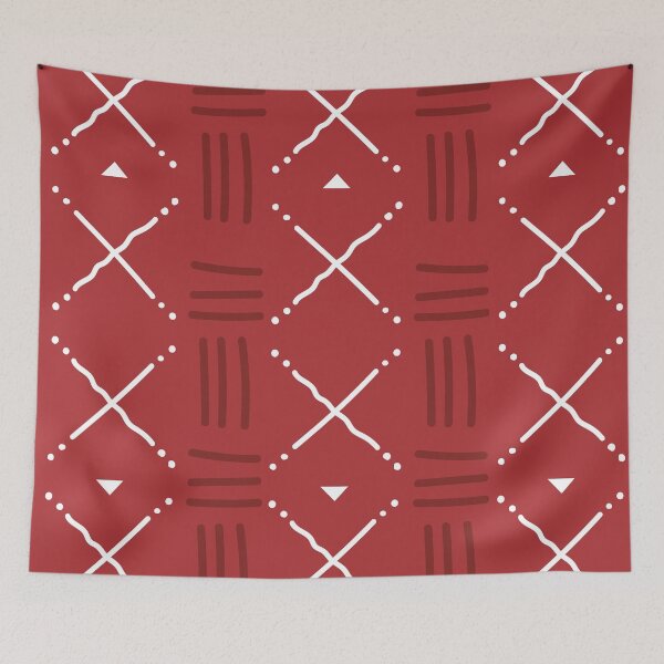 Item preview, Bogolan Mudcloth Pattern in Deep Red and Earthy Tones designed and sold by Wolagno.