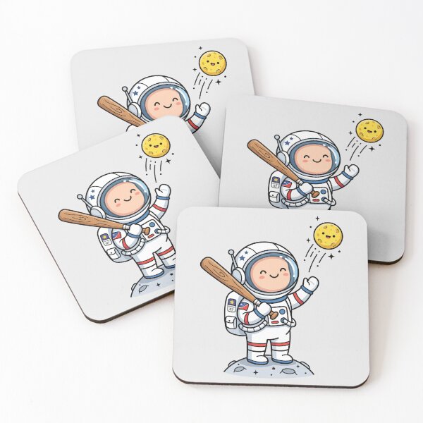 Item preview, Kawaii Astronaut Hitting Moon Baseball - Cute Space Galaxy Sports Illustration designed and sold by seven things shop.