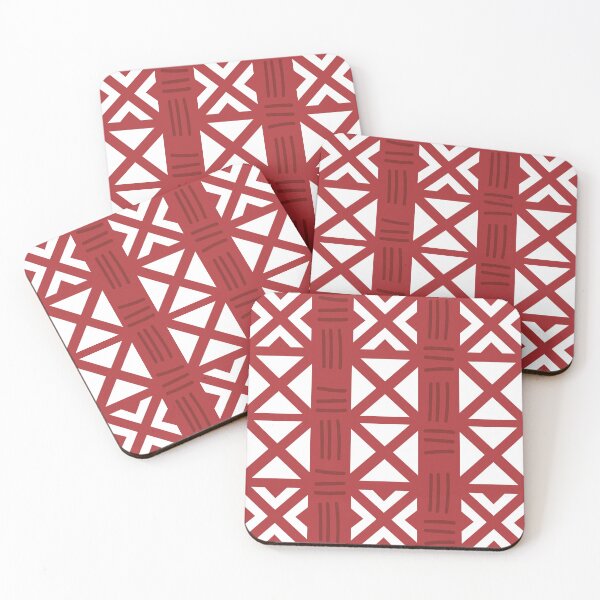 Item preview, Bogolan Mudcloth Pattern in Deep Red and Earthy Tones designed and sold by Wolagno.