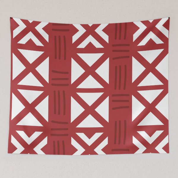 Item preview, Bogolan Mudcloth Pattern in Deep Red and Earthy Tones designed and sold by Wolagno.