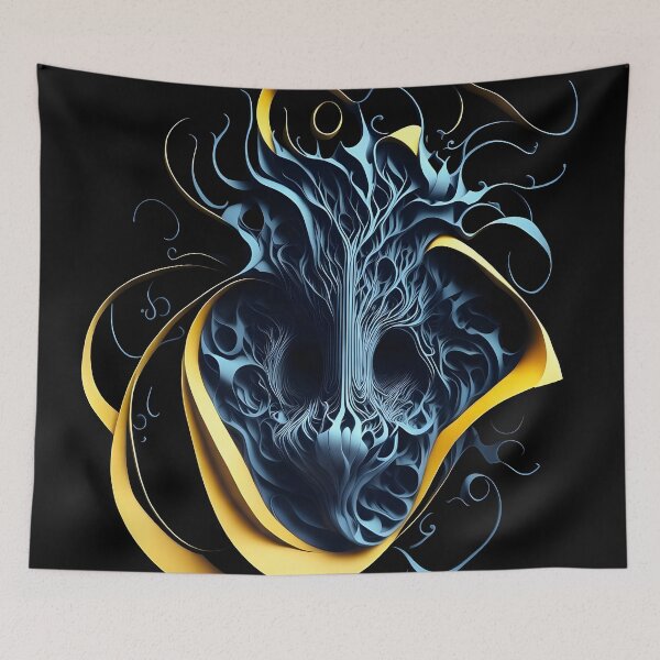 Item preview, Liquid Metal Heart - Abstract Organic Fractal with Gold Flow Lines designed and sold by Peter Kraaibeek | Generative Designs and Car Art.