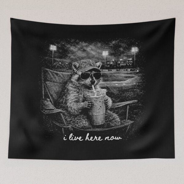 Item preview, Raccoon I live Here Now , Raccoon Drinking Iced Coffee designed and sold by will freed18.