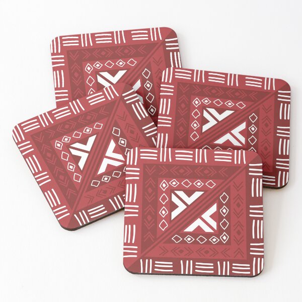 Item preview, Bogolan Mudcloth Pattern in Deep Red and Earthy Tones designed and sold by Wolagno.