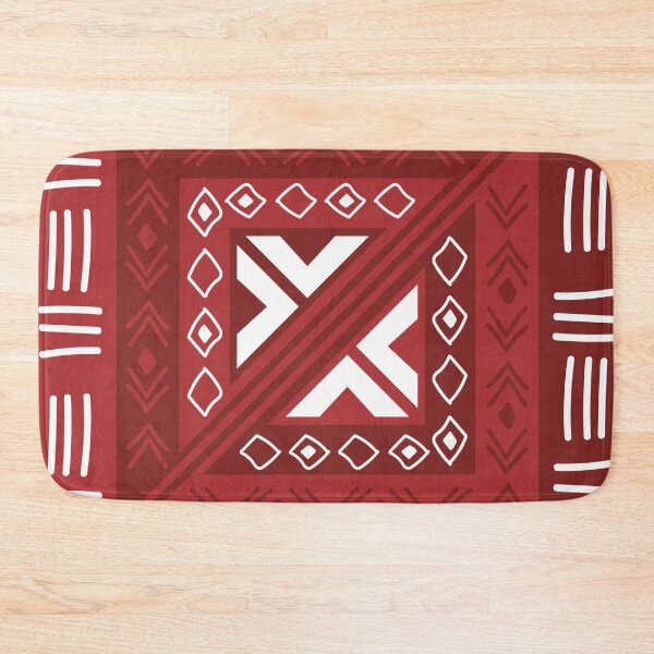 Item preview, Bogolan Mudcloth Pattern in Deep Red and Earthy Tones designed and sold by Wolagno.