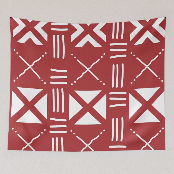 Item preview, Bogolan Mudcloth Pattern in Deep Red and Earthy Tones designed and sold by Wolagno.