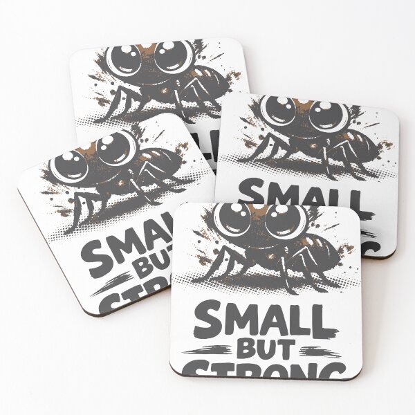 Item preview, Cute monochrome ant illustration with big eyes and bold  Small But Strong  slogan, ideal for t-shirts, posters and motivational  designed and sold by Dejbar.