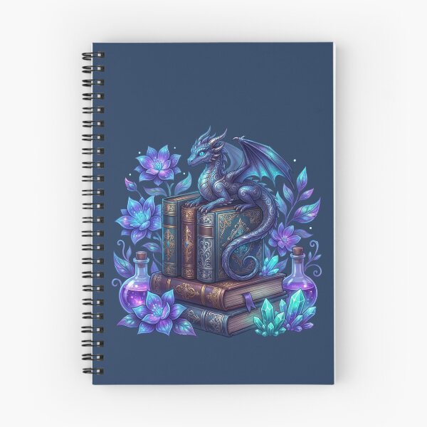 Item preview, Neon Magic Dragon & Spell Book Library - Whimsical Fantasy Aesthetic Art designed and sold by KubbyArt.