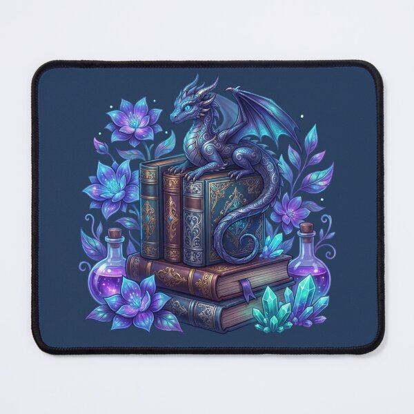 Item preview, Neon Magic Dragon & Spell Book Library - Whimsical Fantasy Aesthetic Art designed and sold by KubbyArt.