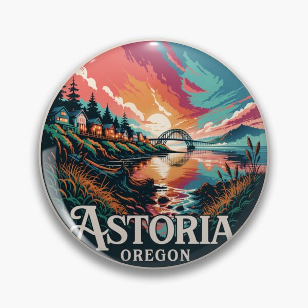 Item preview, Astoria Oregon: Retro Scenic Sunset Landscape designed and sold by CircinusStore.