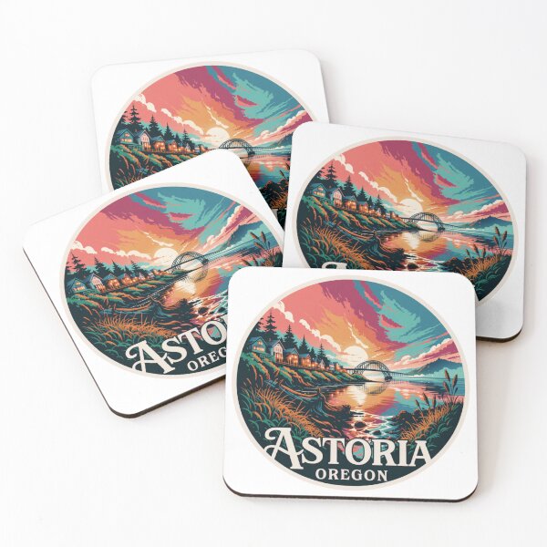 Item preview, Astoria Oregon: Retro Scenic Sunset Landscape designed and sold by CircinusStore.