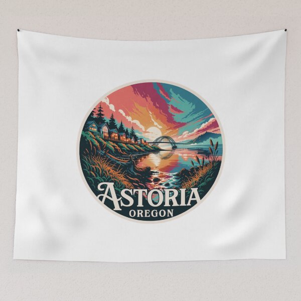 Item preview, Astoria Oregon: Retro Scenic Sunset Landscape designed and sold by CircinusStore.