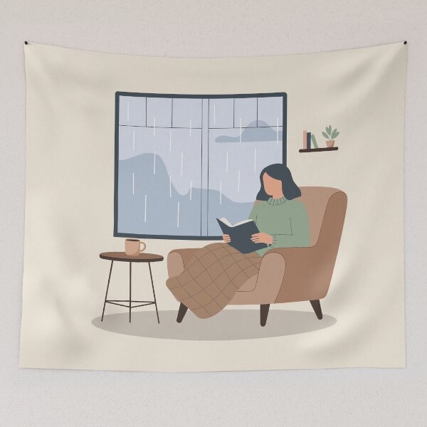 Item preview, Day Reader Cozy Bookish Art designed and sold by TrendMorphic.