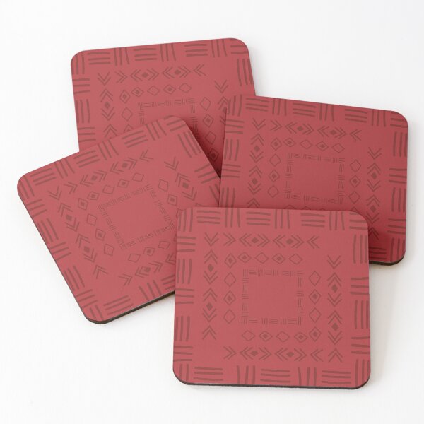 Item preview, Bogolan Mudcloth Pattern in Deep Red and Earthy Tones designed and sold by Wolagno.