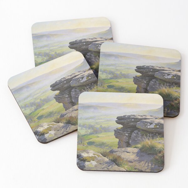 Item preview, Curbar Edge Landscape Painting – Peak District Countryside Art designed and sold by QuietCanvasArtworks.