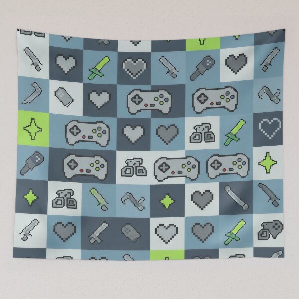 Item preview, Gamer Heart & Sword Tile Print designed and sold by Majorprint.