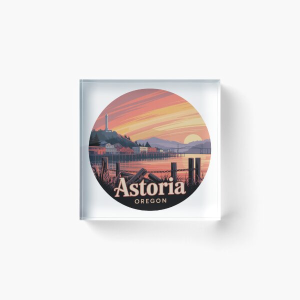 Item preview, Astoria Oregon: Vintage Waterfront Sunset  designed and sold by CircinusStore.