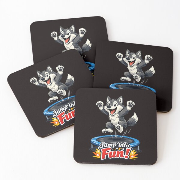 Item preview, Funny Jumping Wolf on Trampoline – Cute Cartoon Animal Design designed and sold by Tadeusz1.