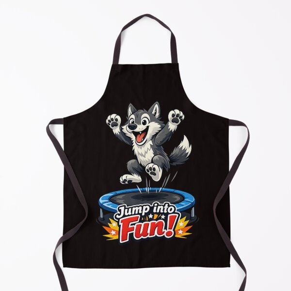 Item preview, Funny Jumping Wolf on Trampoline – Cute Cartoon Animal Design designed and sold by Tadeusz1.