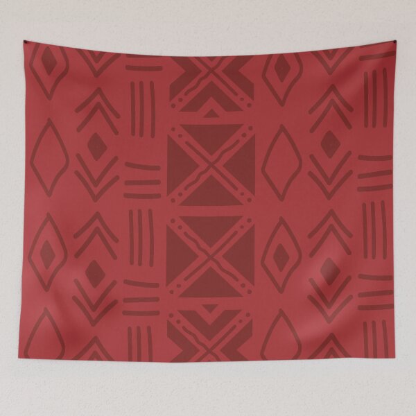 Item preview, Bogolan Mudcloth Pattern in Deep Red and Earthy Tones designed and sold by Wolagno.
