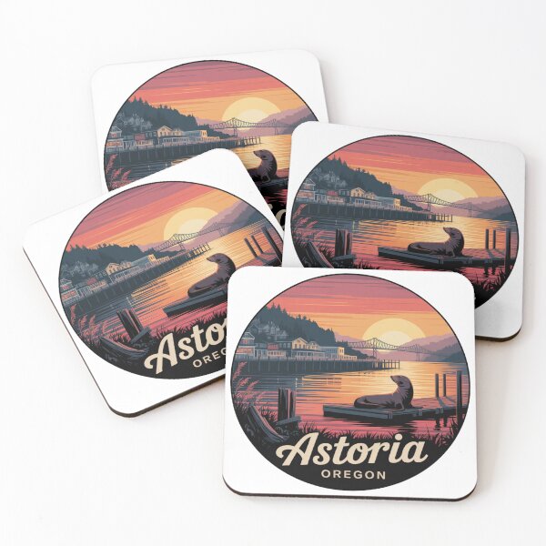 Item preview, Astoria Oregon: Sunset Sea Lion Waterfront Badge designed and sold by CircinusStore.
