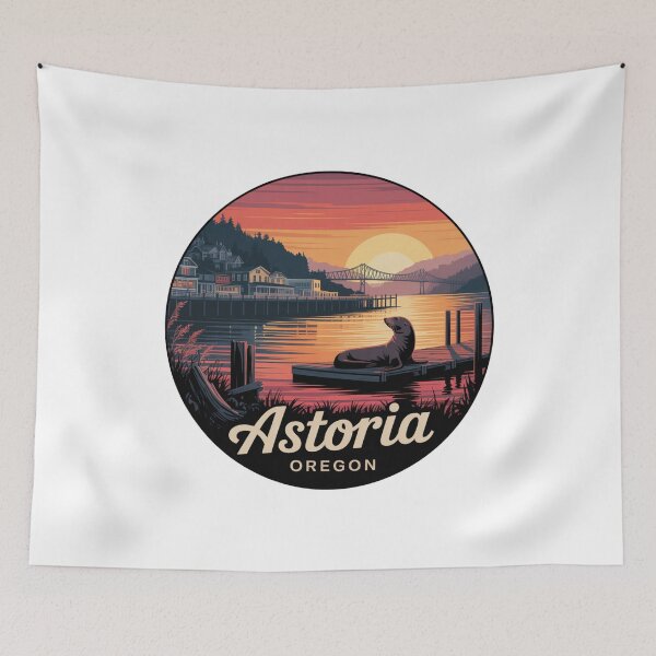 Item preview, Astoria Oregon: Sunset Sea Lion Waterfront Badge designed and sold by CircinusStore.