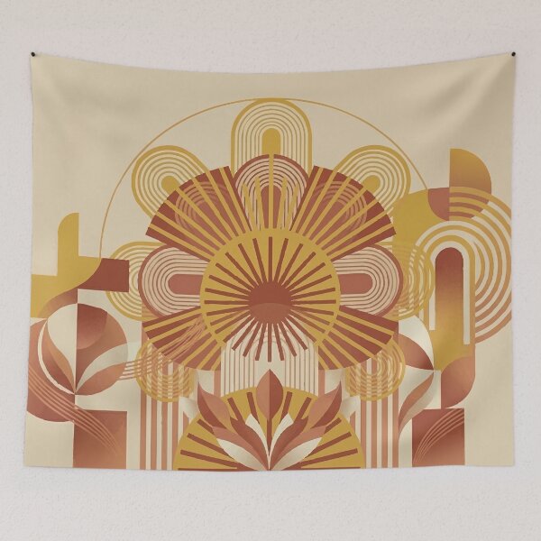 Item preview, Terracotta Sun Abstract Boho Geometric Arches Wall Art designed and sold by Far Out Goods.