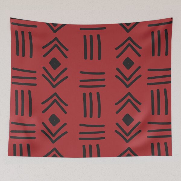 Item preview, Bogolan Mudcloth Pattern in Deep Red and Earthy Tones designed and sold by Wolagno.