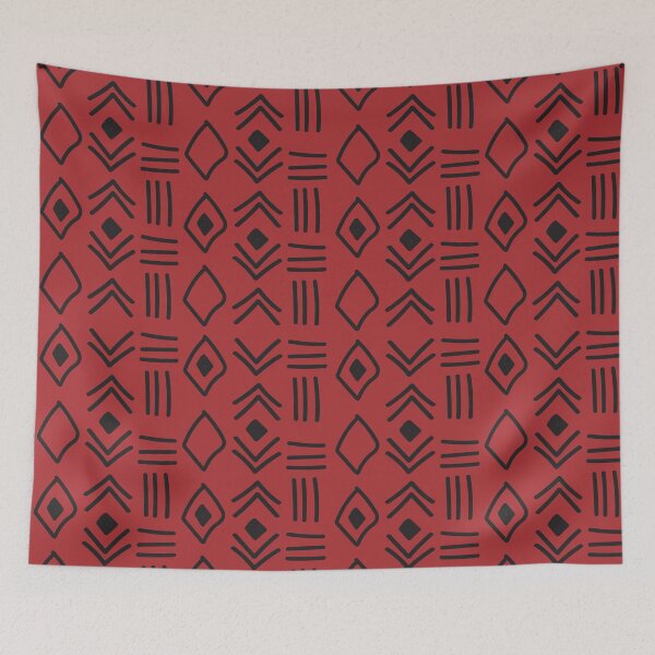 Item preview, Bogolan Mudcloth Pattern in Deep Red and Earthy Tones designed and sold by Wolagno.
