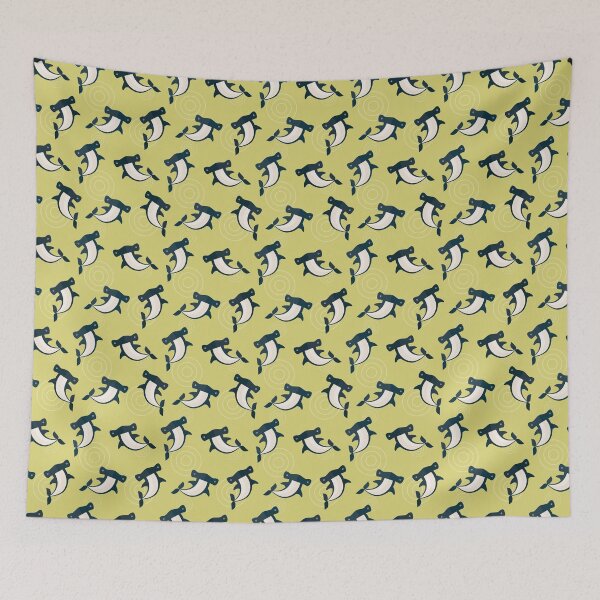Item preview, Hammerhead sharks on green designed and sold by reneesillus.