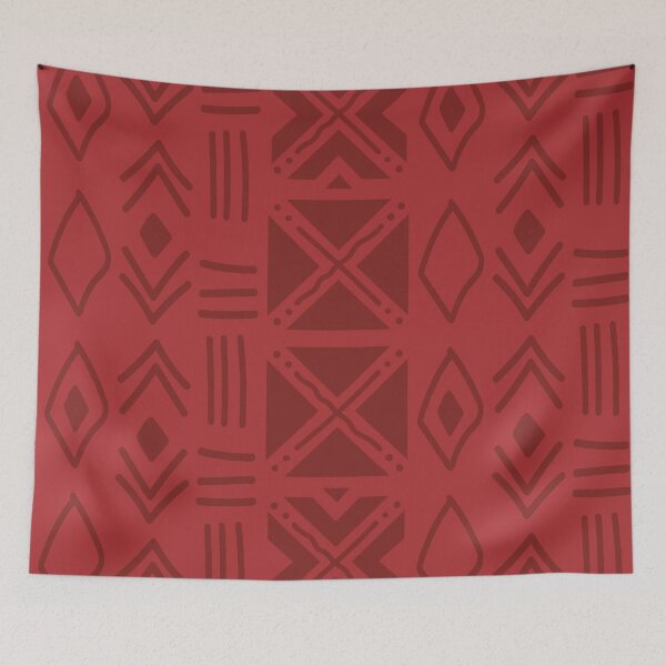 Item preview, Bogolan Mudcloth Pattern in Deep Red and Earthy Tones designed and sold by Wolagno.