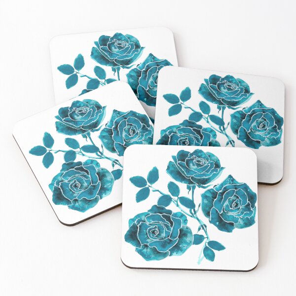 Item preview, Turquoise roses watercolor designed and sold by uunaa.