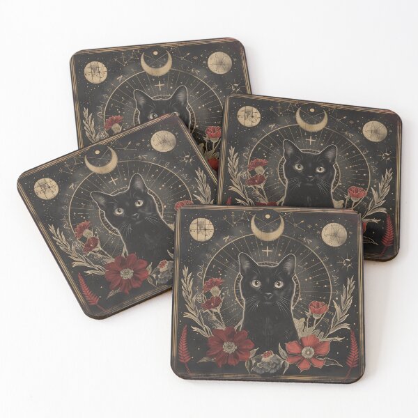 Item preview, Astral Wanderer — Gothic Celestial Cat Art designed and sold by Mourne & Dusk.