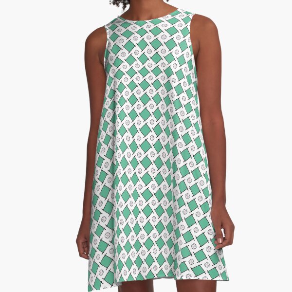 Motif "Petits carrés verts" Robe trapèze