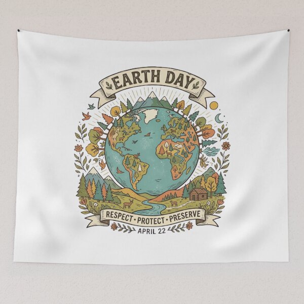 Item preview, Vintage Earth Day Illustration designed and sold by urbinet.
