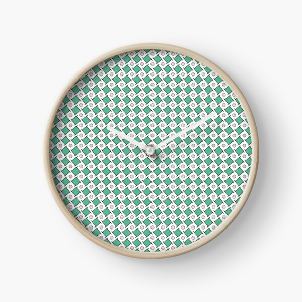 Motif "Petits carrés verts" Horloge