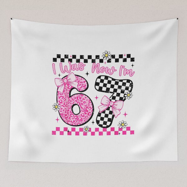 Item preview, I Was 6 Now I’m 7 Cute Pink Birthday Girl Retro designed and sold by gladysenglish.