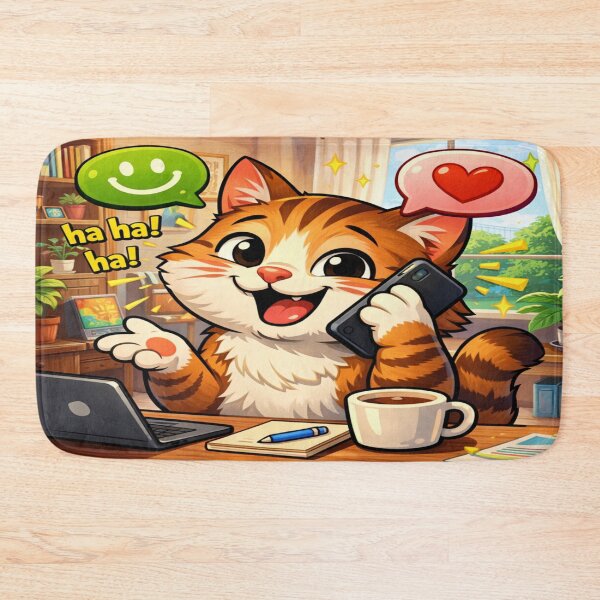 Item preview, Funny Cat Talking on Phone Cute Cartoon Meme Design designed and sold by ArtoryNest.
