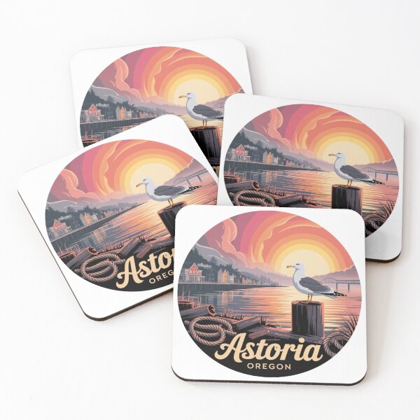 Item preview, Astoria Oregon: Seagull Dock Sunset Badge designed and sold by CircinusStore.