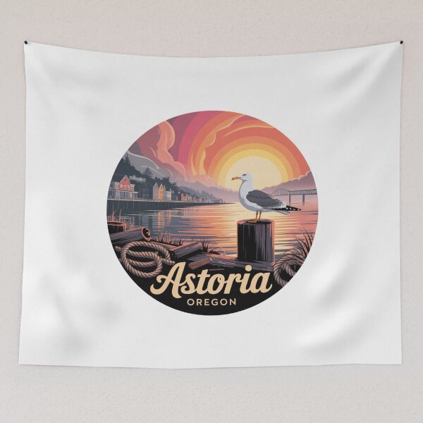 Item preview, Astoria Oregon: Seagull Dock Sunset Badge designed and sold by CircinusStore.