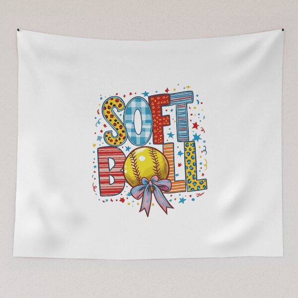 Item preview, Softball Bow Design – Cute Colorful Softball Girl Game Day Graphic designed and sold by DoodloraStudio.