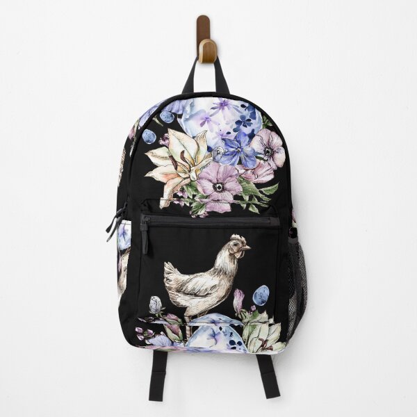 Item preview, Vintage Egg with Hen Floral Watercolor Easter Spring Illustration Black Background designed and sold by VISO-art.