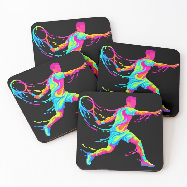 Item preview, Colorful Tennis Player Silhouette Neon Splash Sports designed and sold by WayTBeenkenArt.