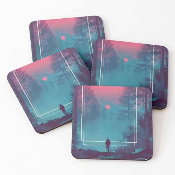 Item preview, Retro 80s synthwave neon sunset forest designed and sold by Newrealis.